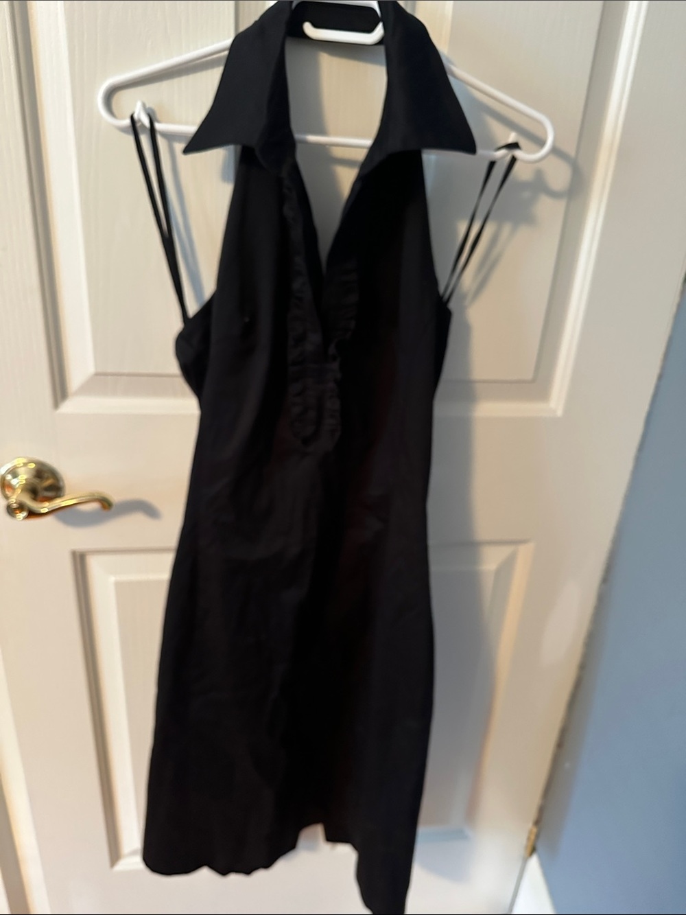 RW&CO. Black Halter Mini Dress with Collared Neck